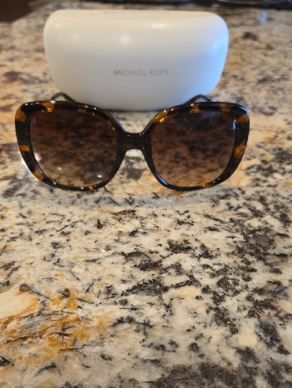 Michael Kors Tortoiseshell Oval Sunglasses with Brown Gradient Lenses